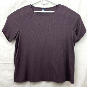 Old Navy Short Sleeve Luxe Crew Neck Ribbed Women XXL Purple